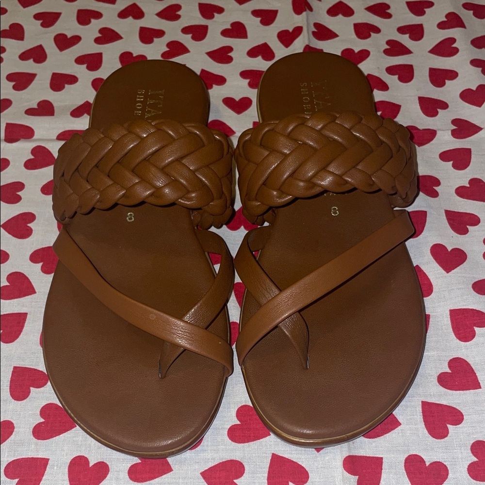 Brown Italian leather thong sandals (8)